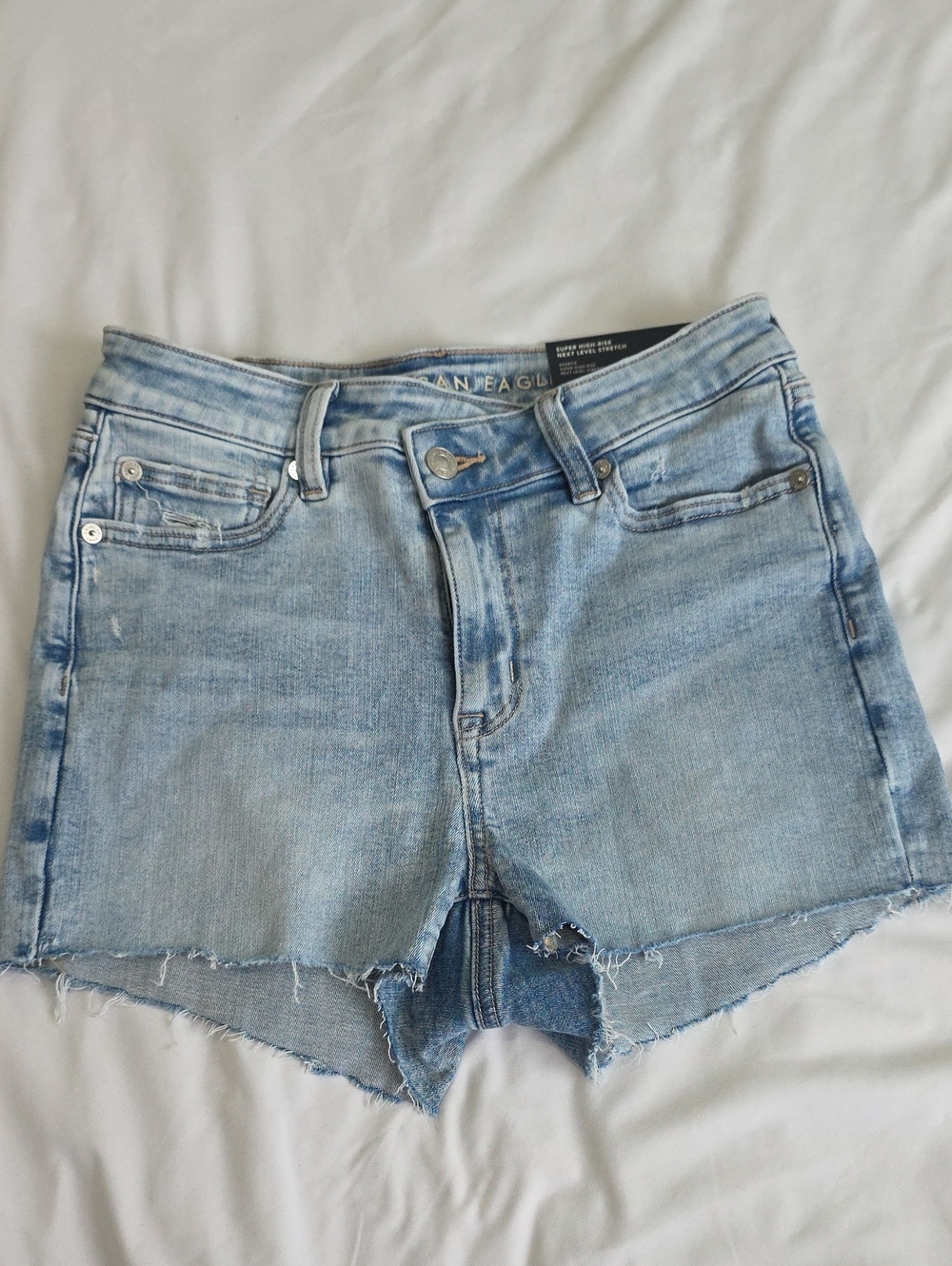 American Eagle Outfitters Light Blue Denim Frayed Hem Shorts